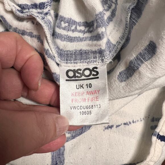 ASOS Blue and White Mini Short Dress Size US 6 - Picture 3 of 9